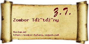 Zombor Tétény névjegykártya
